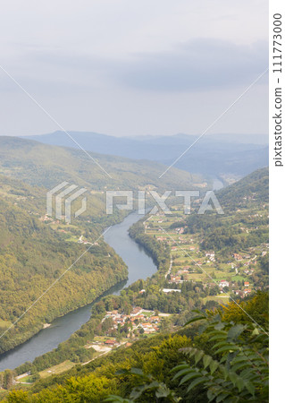 View of Drina river near Bajina Basta at Tara mountain in Serbia 111773000