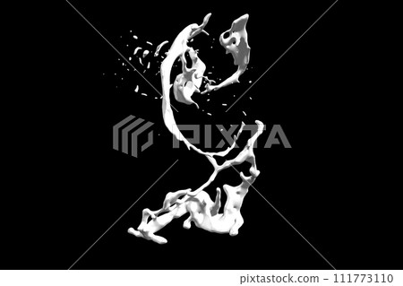 Milk splashing effect. Liquid beverage pouring .Design element for advertising.3D illustration 111773110