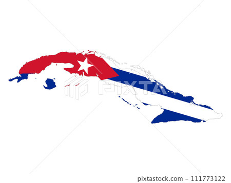 Cuban map with flag of Cuba isolated on white background 3D illsutration 111773122
