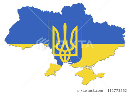 Map of Ukraine with Ukrainian flag on it illustration Map of Ukraine with Ukrainian flag on it illustration 111773262