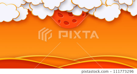 Happy Halloween. Halloween scene in spooky night with full moon 3D illustration 111773296