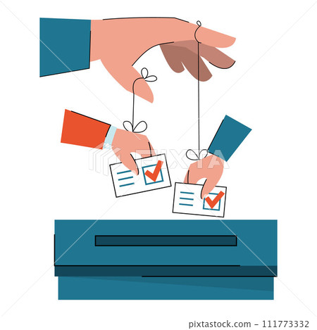 Political puppets put ballots in box 111773332