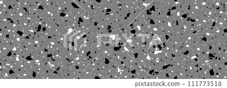 White, black and grey terrazo ceramic mosaic tile pattern, terazzo marble stone floor texture, terazo background. Vector ornament with blend of monochrome chips within a seamless flooring surface White, black and grey terrazo ceramic mosaic tile pattern, terazzo marble stone floor texture, terazo background. Vector ornament with blend of monochrome chips within a seamless flooring surface 111773518