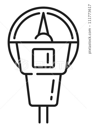 Parking meter line icon of automatic garage service, parkometer vector linear sign. Automated parking pictogram of parkometer ticket machine for parking guidance and information or PGI system app 111773617