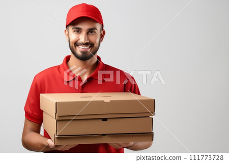 Delivery man in red cap 111773728
