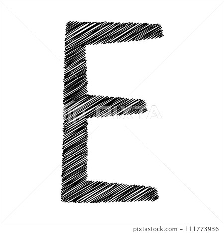 black Pencil sketch of the letter E 111773936
