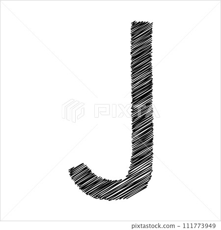 black Pencil sketch of the letter J 111773949