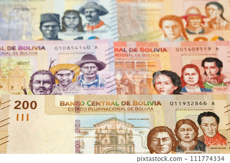 Bolivian Boliviano a business background Bolivian Boliviano a business background 111774334
