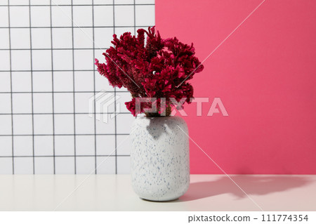 Beautiful, fresh flowers on a pink background. 111774354