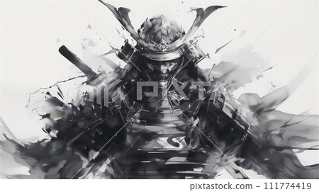 A dynamic sumi-e samurai (AI-generated image) 111774419
