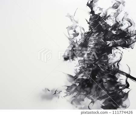 動態的 sumi-e 武士(AI 生成的圖像) 動態的 sumi-e 武士(AI 生成的圖像) 111774426