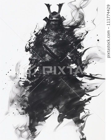 動態的 sumi-e 武士（AI 生成的圖像） 111774429