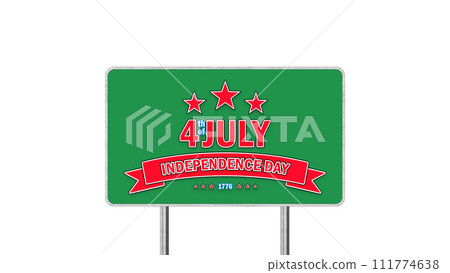 4th of July road Sign in Green Color Isolated...-插圖素材 [111774638] - PIXTA圖庫