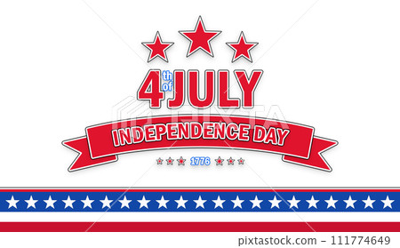Happy 4th of July USA Independence Day greeting card with american national flag colors and design 3d illustration 111774649