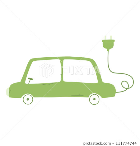 Hand-drawn electric machine. Vector illustration of an eco-friendly electric machine. Green energy. Hand-drawn electric machine. Vector illustration of an eco-friendly electric machine. Green energy. 111774744