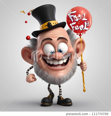 Cartoon characters with strange looks that symbolize April Fool Day. 111774789