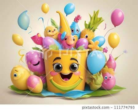 happy clown with balloons happy clown with balloons 111774793