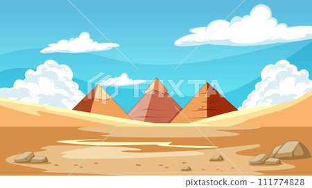 Desert Pyramids Under a Clear Blue Sky 111774828