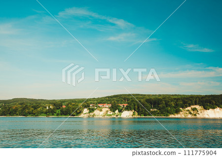 Chalk cliff rocks of Rugen isle at Sassnitz Germany 111775904