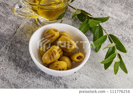 Grilled green olives appetizer snack Grilled green olives appetizer snack 111776258