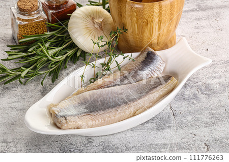 Pickled atlantic tasty herring fillet 111776263