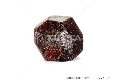 macro mineral stone  Garnet, on a white background 111776448