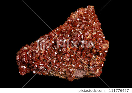 Macro mineral stone Vanadinite on a black background Macro mineral stone Vanadinite on a black background 111776457