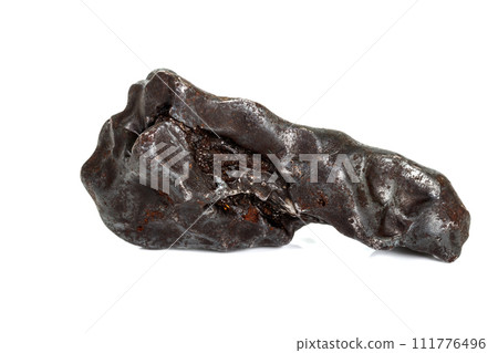 Macro stone mineral meteorite tektite on white background 111776496
