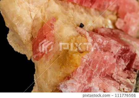 Macro stone cobalt calcite mineral on a black background Macro stone cobalt calcite mineral on a black background 111776508