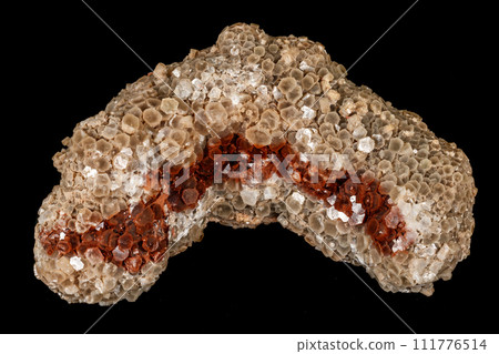 Macro stone Aragonite mineral on a black background Macro stone Aragonite mineral on a black background 111776514