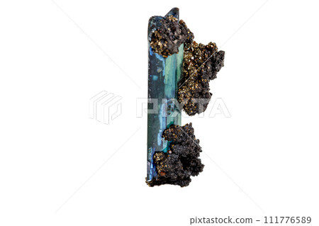 Macro stone Vivianite mineral on white background 111776589