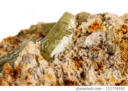 Macro stone Apatite mineral on white background 111776591