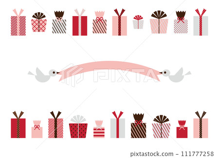 gift box and little bird card design 111777258