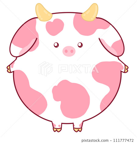 Cute Pink Cow Mascot Character Kawaii Cartoon illustration Kawaii Cow Cute Cow Cow Mascot Cow Character 111777472