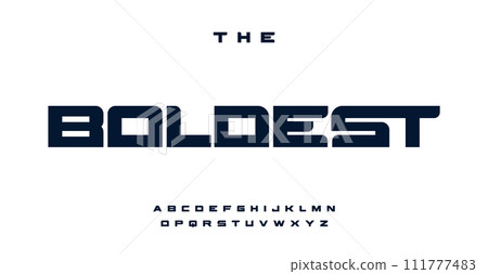 Bold sleek heavyweight alphabet, clean block letters. Minimalistic architecture and geometric purity font for contemporary logo, clean headline, minimalist typographic design. Vector typeset. Bold sleek heavyweight alphabet, clean block letters. Minimalistic architecture and geometric purity font for contemporary logo, clean headline, minimalist typographic design. Vector typeset. 111777483