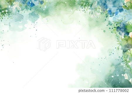 AI-generated content. Watercolor background with plants, perfect for Earth Day themes, spring events, eco-friendly branding, and serene nature-inspired projects with ample copy space. Generative AI. 111778002
