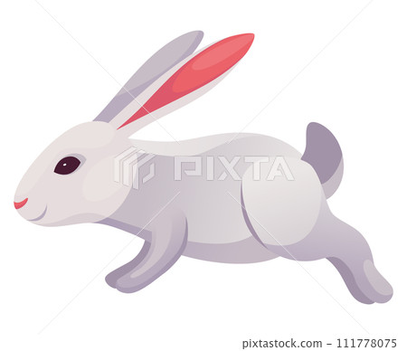 Rabbit animation icon. Bunny jump or running motion element for 2d game. Speed run hare animal, sprite sheet move. Vector illustration isolated on white background Rabbit animation icon. Bunny jump or running motion element for 2d game. Speed run hare animal, sprite sheet move. Vector illustration isolated on white background 111778075