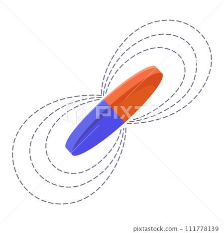 Magnetic force and electromagnetic field. Polar magnet scheme. Educational magnetism physics presentation, horseshoe and bar magnet. Cartoon vector illustration. Physics science aid Magnetic force and electromagnetic field. Polar magnet scheme. Educational magnetism physics presentation, horseshoe and bar magnet. Cartoon vector illustration. Physics science aid 111778139
