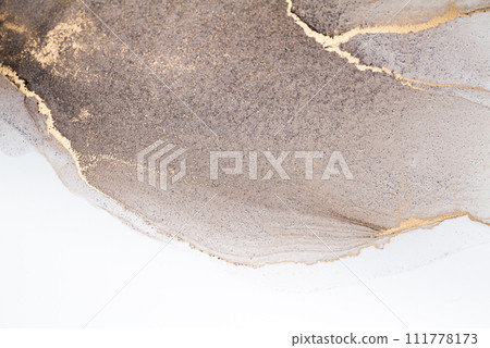 Luxury abstract fluid art alcohol ink technique: bronze, silver, metallic and gold color. Luxury abstract fluid art alcohol ink technique: bronze, silver, metallic and gold color. 111778173