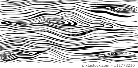 Wood texture. Clack wooden plank, cutting board, floor or table surface. Striped fiber textured background. Retro tree surface pattern in coloring style 111778230