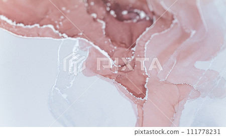 Luxurious alcohol ink painting. Liquid marble texture design. Modern abstract marble background. 111778231