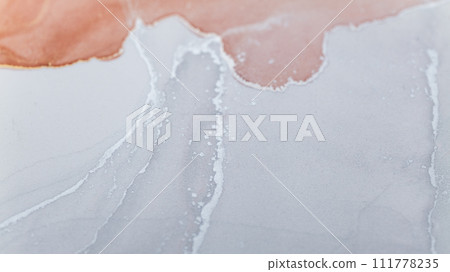 Luxurious alcohol ink painting. Liquid marble texture design. Modern abstract marble background. 111778235