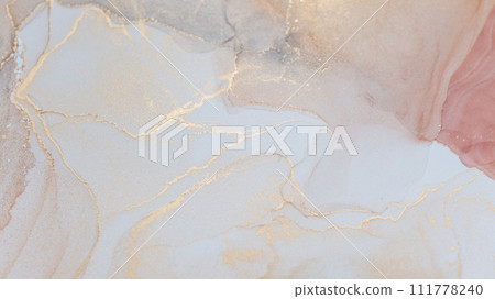 Luxurious alcohol ink painting. Liquid marble texture design. Modern abstract marble background. 111778240