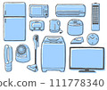 Illustration set of simple and cute home appliances Blue Blue 111778340