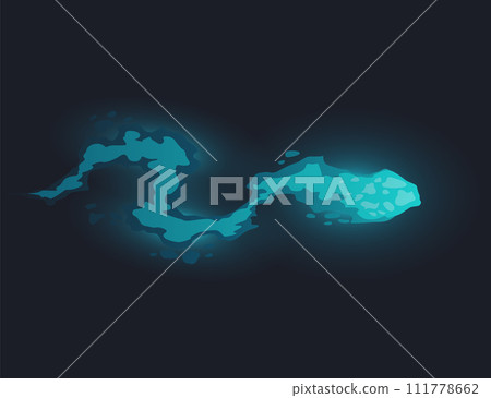 Cartoon laser gun beam. Alien combat weapon rays. Futuristic shot effect. Destructive plasma flow. Bomb blaster attack explosion. Vector game element 111778662