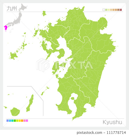 九州的九州地圖(綠色) 九州的九州地圖(綠色) 111778714