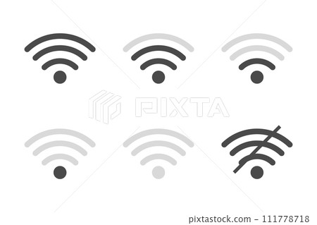 Signal strength wifi icon set collection. Wireless connection network symbol vector 111778718