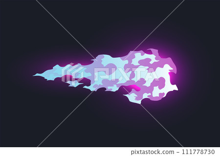 Cartoon laser gun beam. Alien combat weapon rays. Futuristic shot effect. Destructive plasma flow. Bomb blaster attack explosion. Vector game element 111778730
