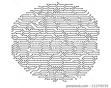 Circuit board brains. Artificial intelligence microchip, AI chip and digital brain processor vector illustration. Digital data security technology, futuristic computer system concept 111778735