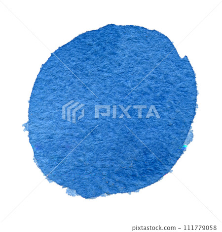Blue ultramarine watercolor circle isolated on a white background. Blue cyan round watercolour shape, spot for text. Blue ultramarine watercolor circle isolated on a white background. Blue cyan round watercolour shape, spot for text. 111779058
